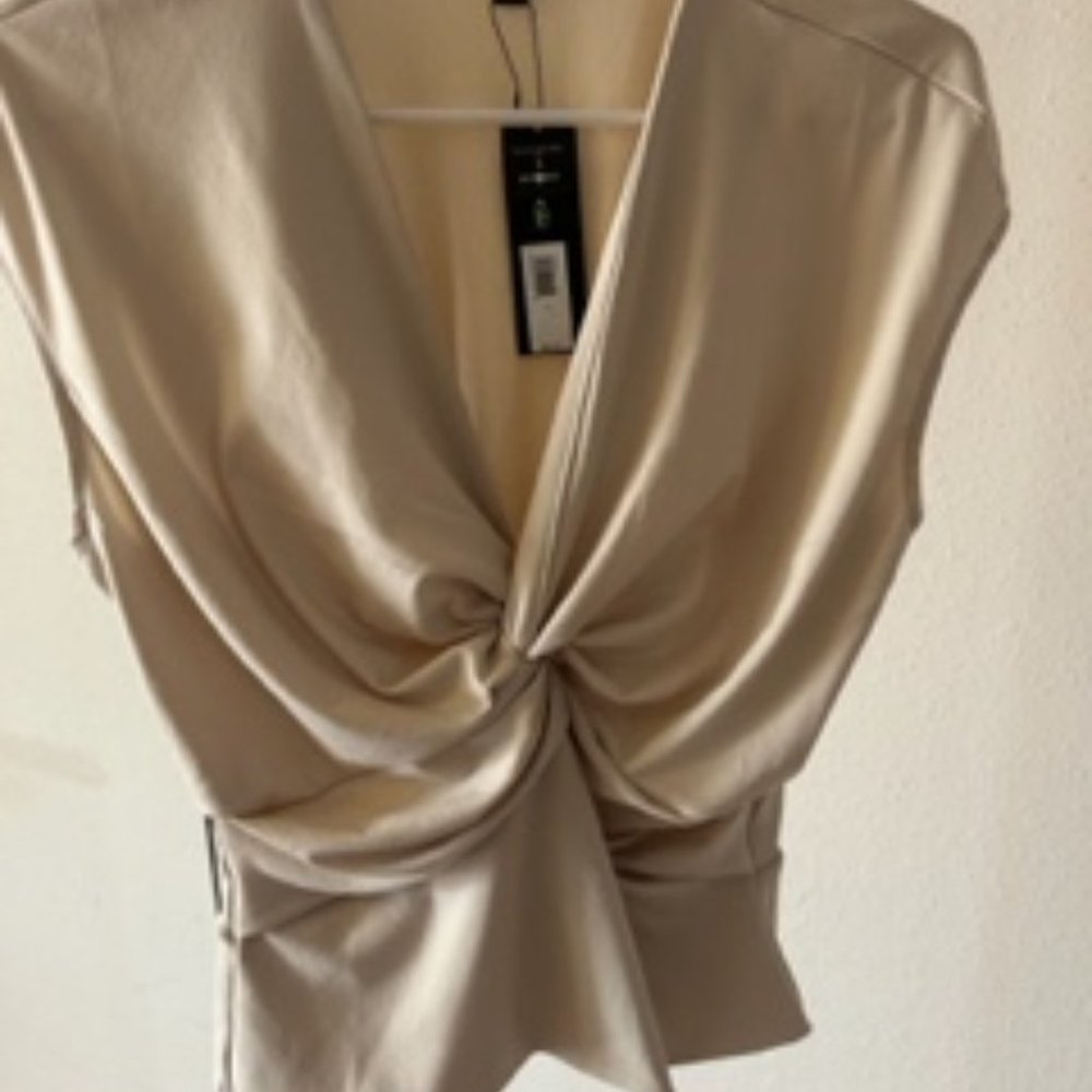 Taupe Satin Blouse Size
